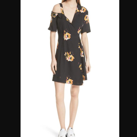 A.L.C. Lucia Floral Print Cold Shoulder Dress - 6 - Picture 2 of 6